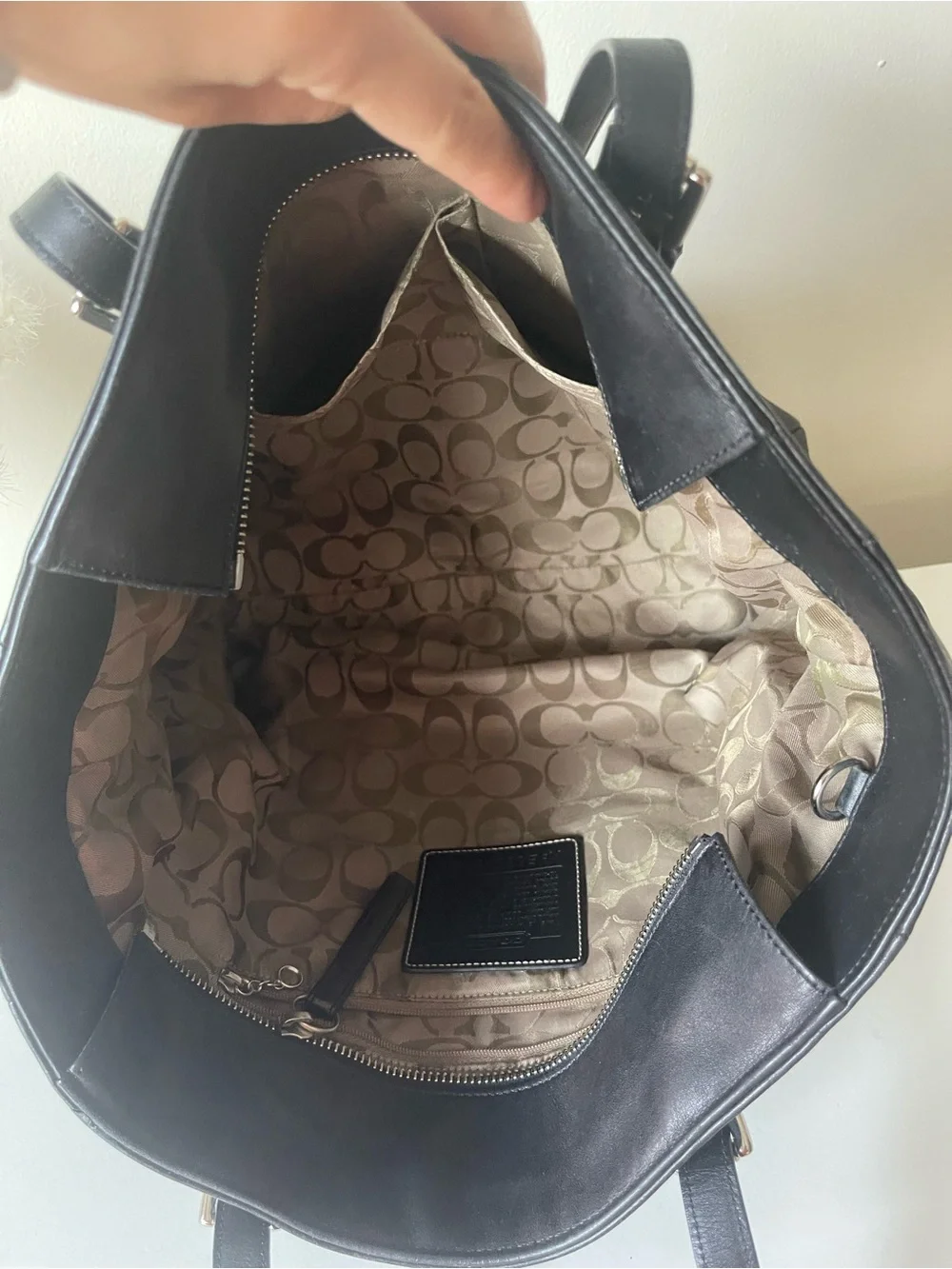 Coach Black Leather Tote with Double Handles